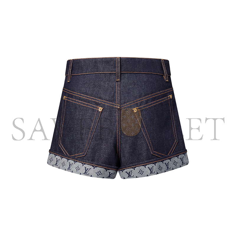 LOUIS VUITTON CUFFED HEM DENIM MINI SHORTS 1AI160 LOUIS VUITTON CUFFED HEM DENIM MINI SHORTS 1AI160